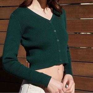 Forest Green Brandy Melville Button-Up Cardigan